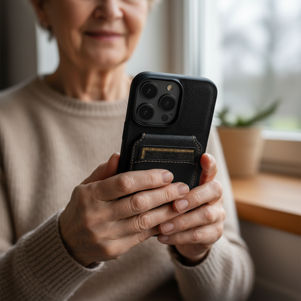 Funda para teléfono con aspecto de cuero de Adrian